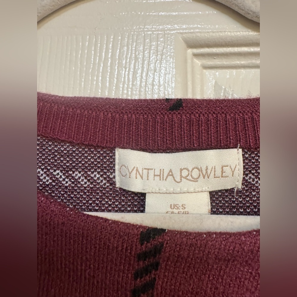 Cynthia Rowley Pullover Maroon Checkered Sweater - Picture 4 of 10